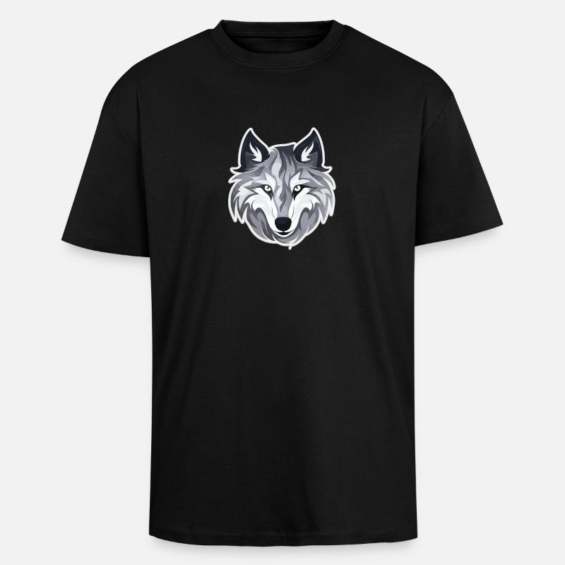 Wolf - Illustration - Unisex Oversized Heavyweight T-shirt - black