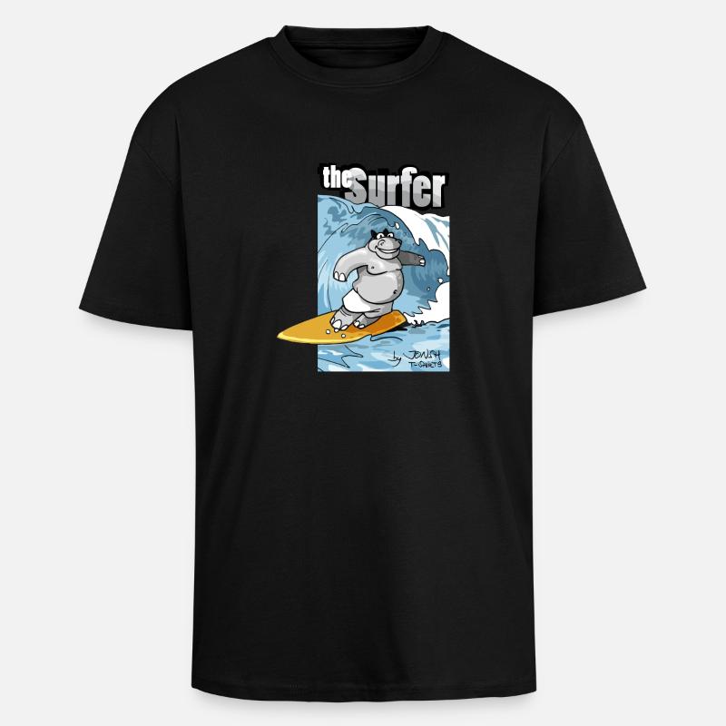 der Surfer - Oversized Heavyweight Unisex T-Shirt - Schwarz