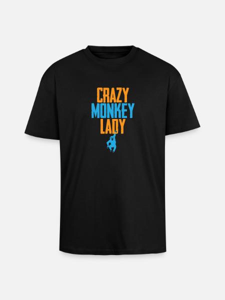 Crazy Monkey Lady - Unisex Oversized Heavyweight T-shirt - black