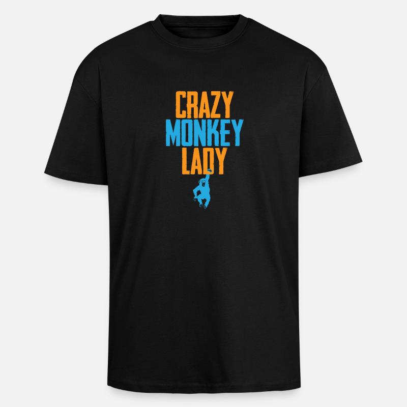 Crazy Monkey Lady - Unisex Oversized Heavyweight T-shirt - black