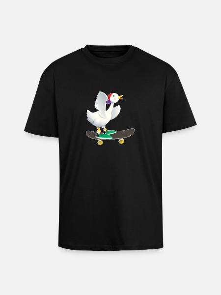 Skater duck - Unisex Oversized Heavyweight T-shirt - black