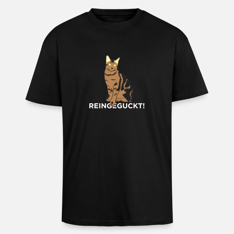 Regarde à l’intérieur - chat - T-shirt unisexe oversize épais - noir