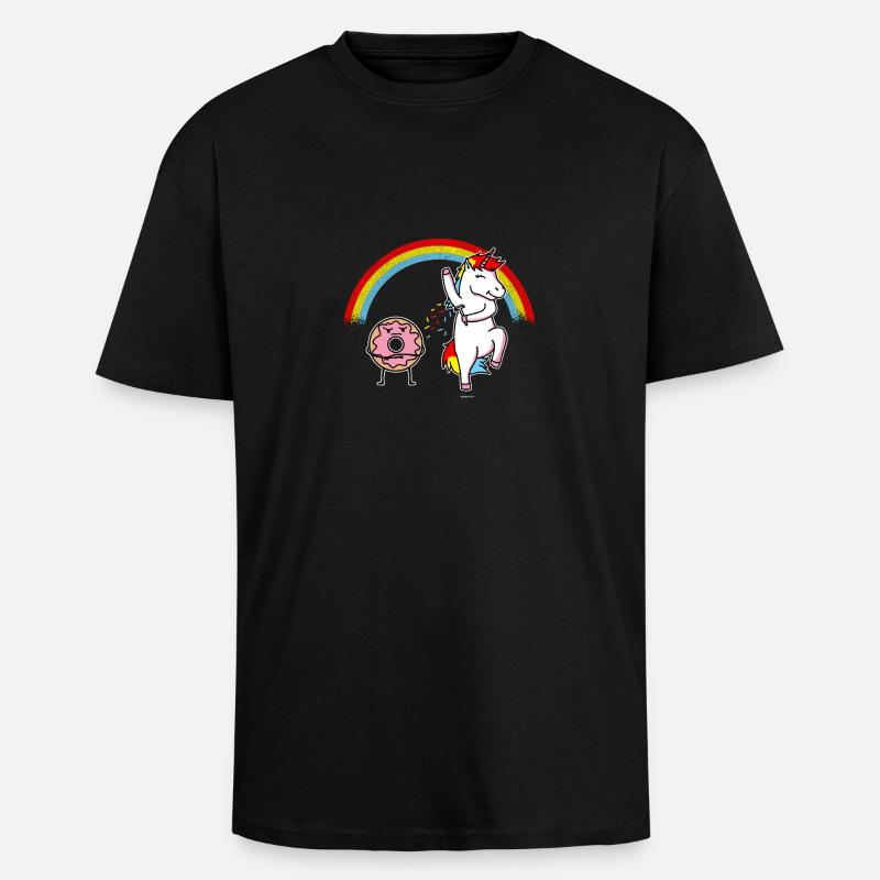 Einhorn Donut Geschenk - Oversized Heavyweight Unisex T-Shirt - Schwarz
