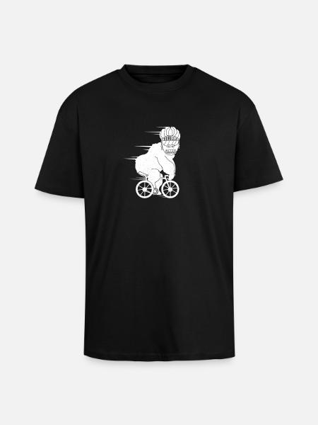 Gorila Cycling Bike Road Bike Riding Idea de regalo - Camiseta unisex oversize de tejido grueso - negro