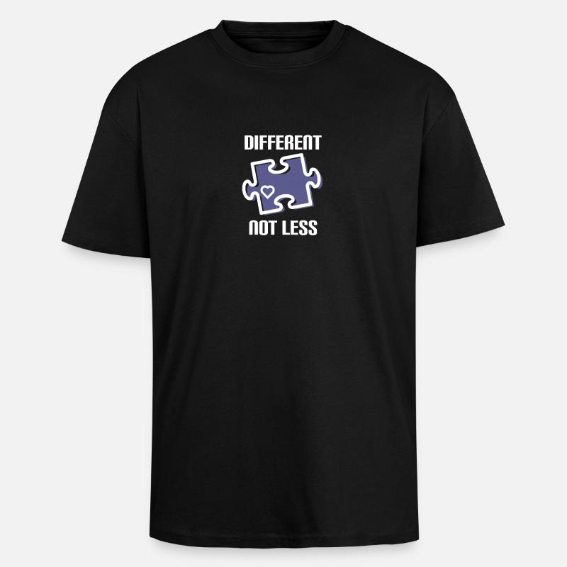 DIFFERENT - NOT LESS! AUTISMUS - Oversized Heavyweight Unisex T-Shirt - Schwarz