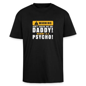 Lustiger Baby-Strampler Babykleidung Geschenk - Oversized Heavyweight Unisex T-Shirt - Schwarz - Vorne - Alina (178cm) & Michal (187cm)