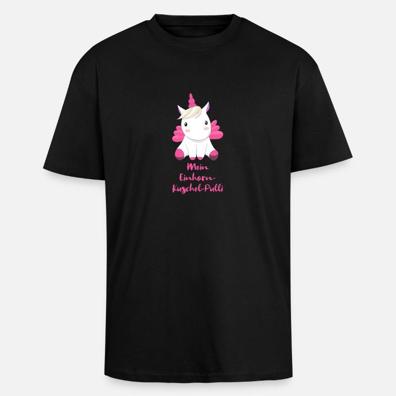 Einhorn Kuschel Pulli - Oversized Heavyweight Unisex T-Shirt - Schwarz