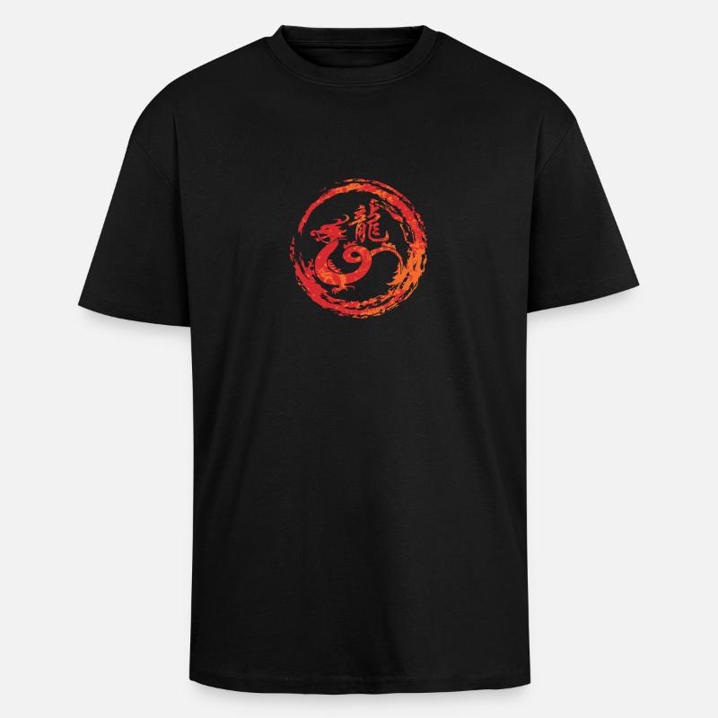 Drache chinesisches Tierkreiszeichen - Oversized Heavyweight Unisex T-Shirt - Schwarz