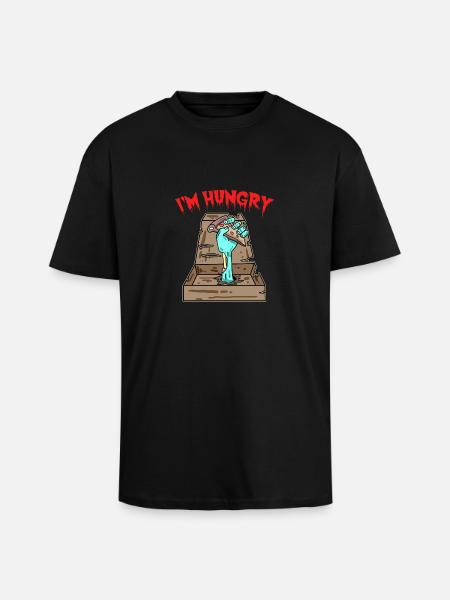 Pizza Zombie j'ai faim - T-shirt unisexe oversize épais - noir