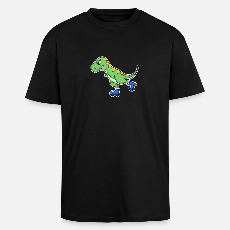 Inline Skating Dinosaurier - Oversized Heavyweight Unisex T-Shirt - Schwarz