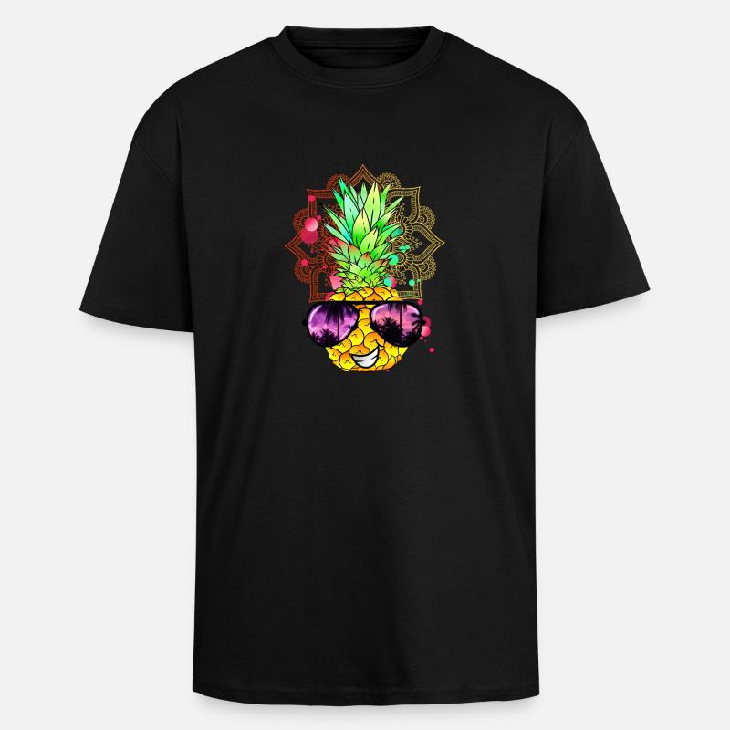 Pineapple Mandala - Unisex Oversized Heavyweight T-shirt - black