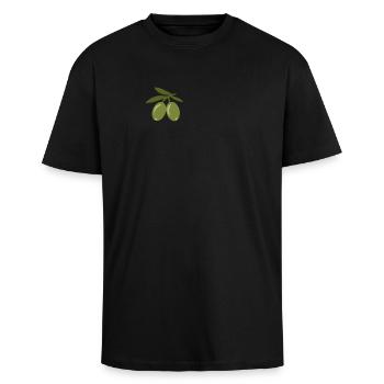 Olives - Unisex Oversized Heavyweight T-shirt - black - Front - Alina (178cm) & Michal (187cm)