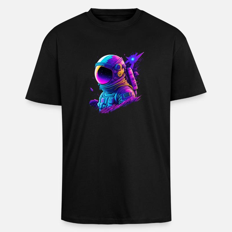 Synthwave Astronaute Space Explorer - T-shirt unisexe oversize épais - noir