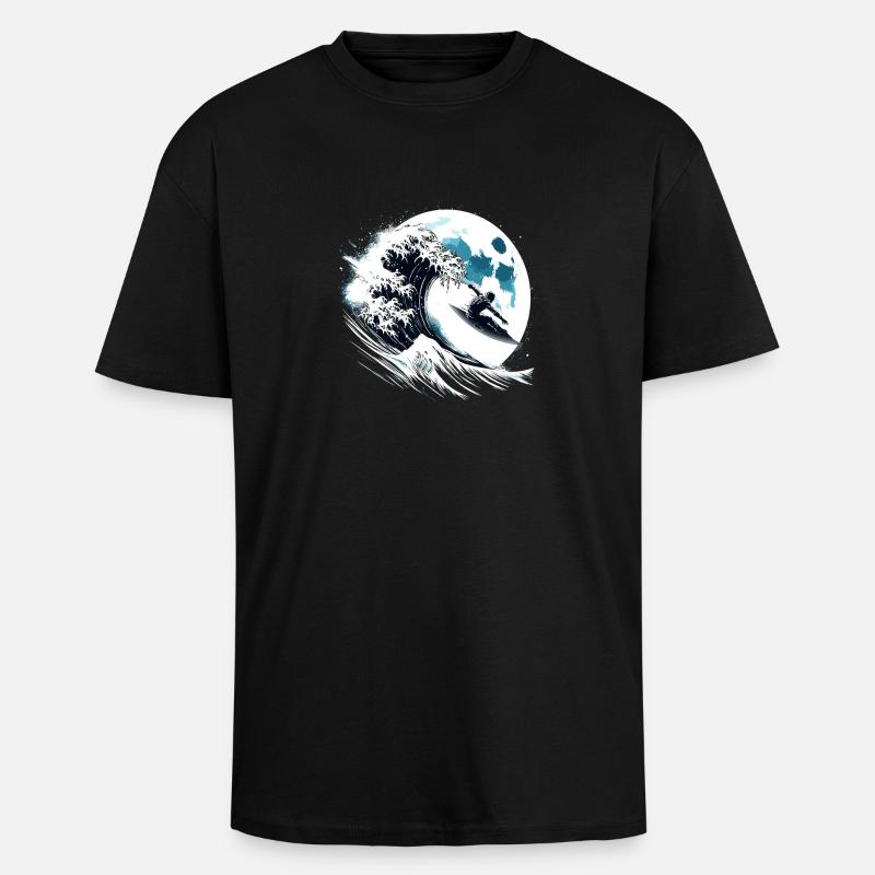 Astronaute Surfeur Moon Surfer - T-shirt unisexe oversize épais - noir