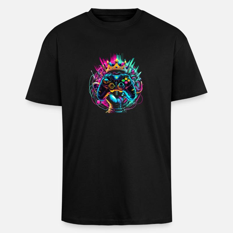Elite Gaming Held Controller & Krone - Oversized Heavyweight Unisex T-Shirt - Schwarz