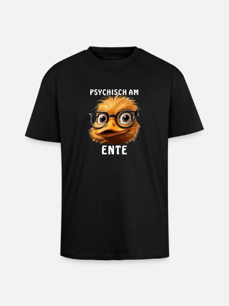 DUCK PSYCHICALLY ON THE DUCK - Unisex Oversized Heavyweight T-shirt - black