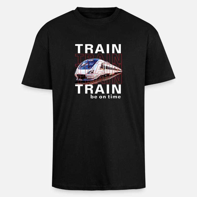 ZUG TRAIN be on time - Oversized Heavyweight Unisex T-Shirt - Schwarz