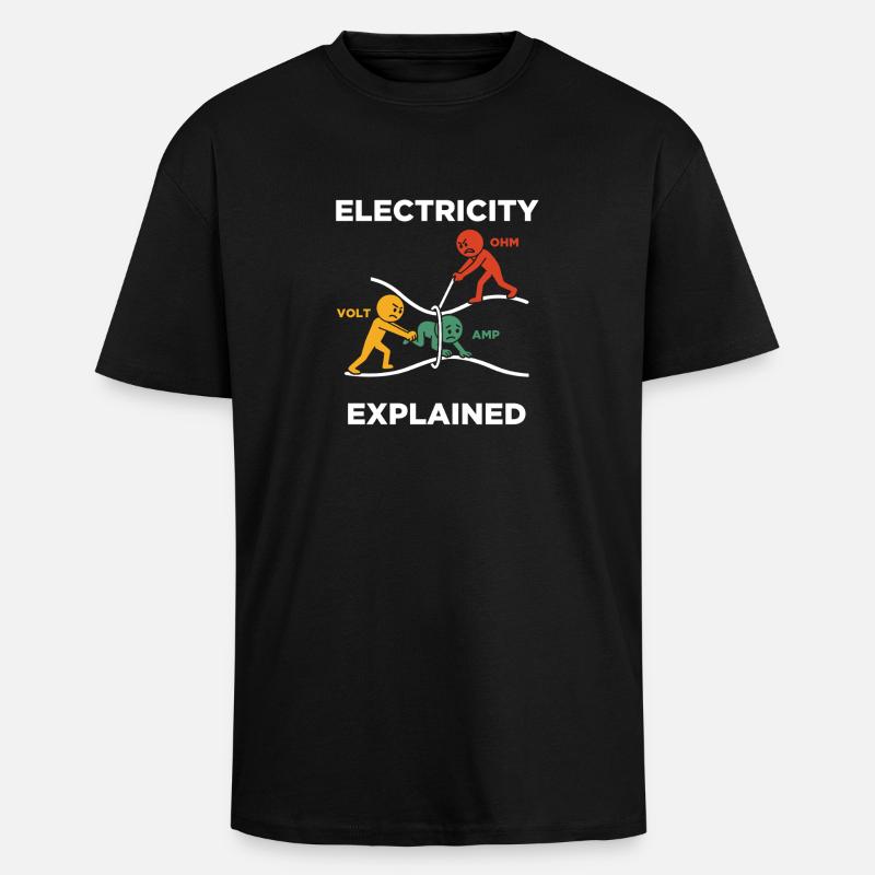 Electricity explained Elektriker - Oversized Heavyweight Unisex T-Shirt - Schwarz