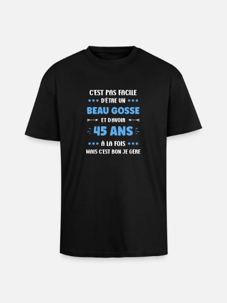 45 ANS - T-shirt unisexe oversize épais - noir