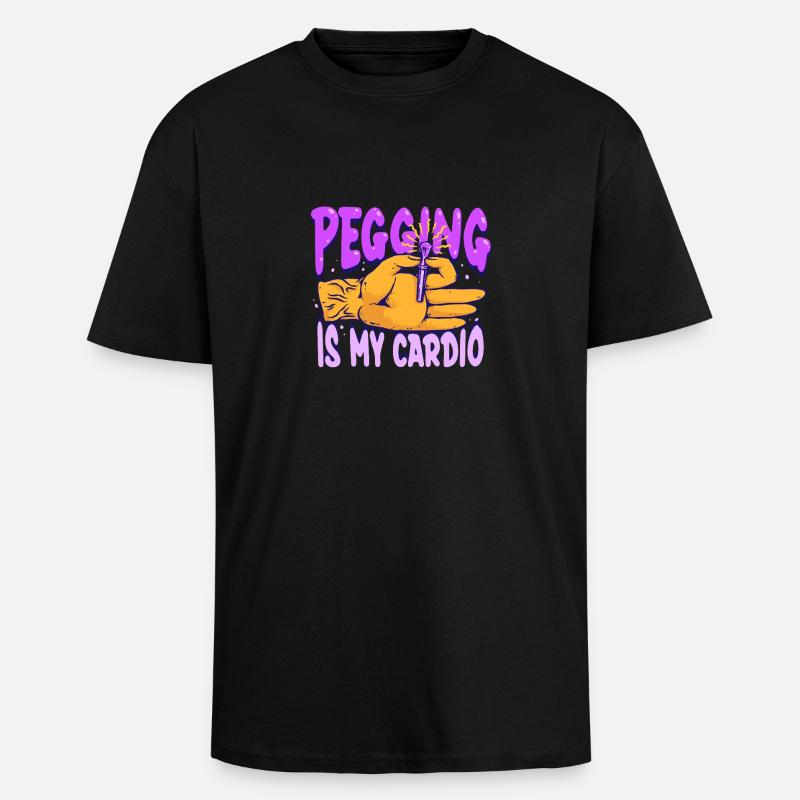 Cribbage Pegging Is My Cardio - Oversized Heavyweight Unisex T-Shirt - Schwarz