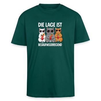 La situation est l’ivresse - T-shirt unisexe oversize épais - hunter green - Devant - Alina (178cm) & Michal (187cm)