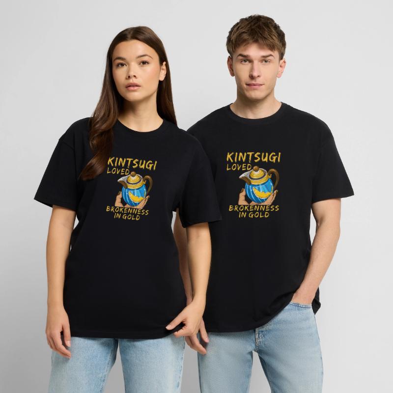 KINTSUGI AIMAIT LA BRISURE EN OR T-shirt unisexe oversize épais