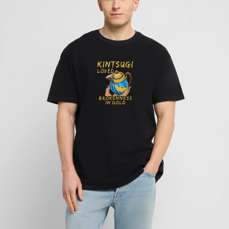 KINTSUGI AIMAIT LA BRISURE EN OR T-shirt unisexe oversize épais