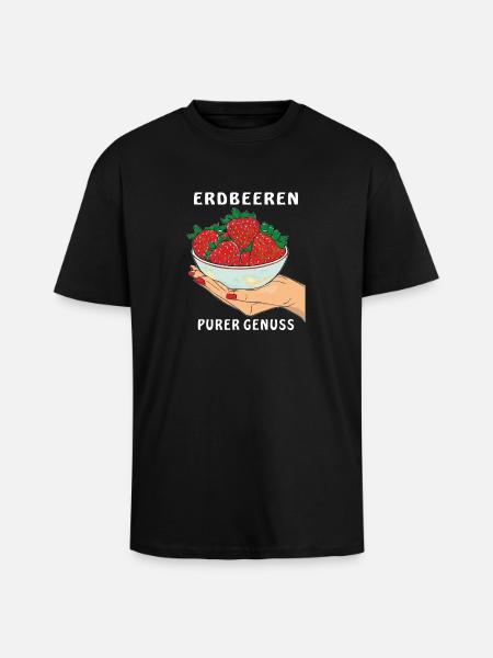STRAWBERRIES HAND PURE ENJOYMENT - Unisex Oversized Heavyweight T-shirt - black