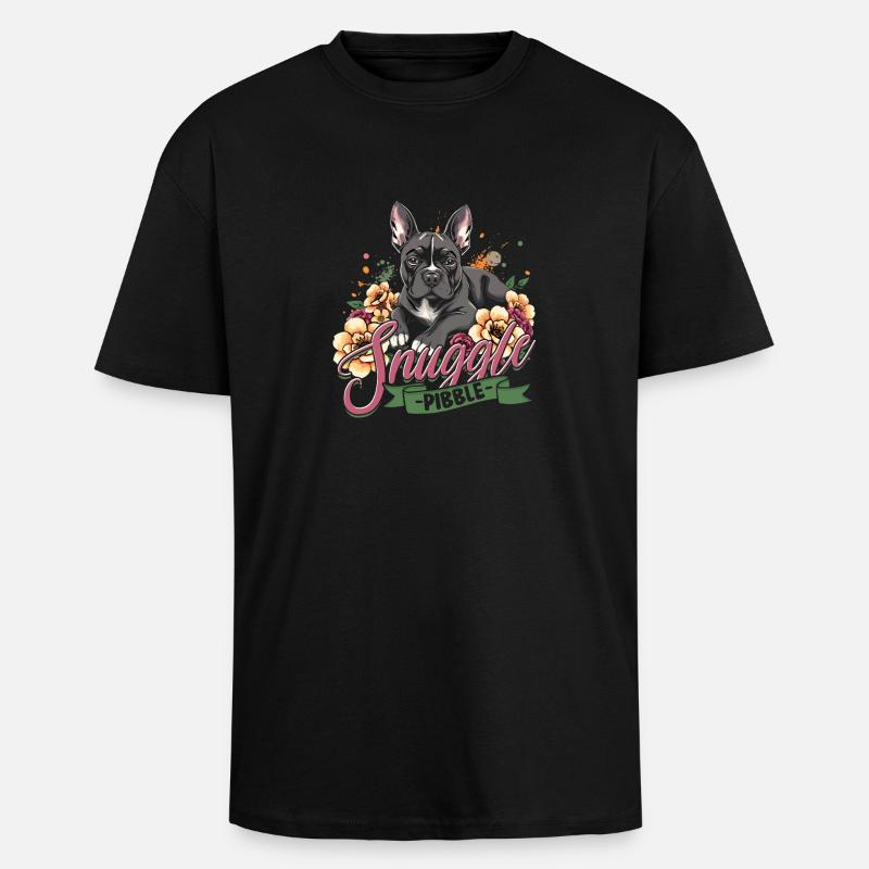 Pitbull Pitbulls Snuggle Pibble - Oversized Heavyweight Unisex T-Shirt - Schwarz