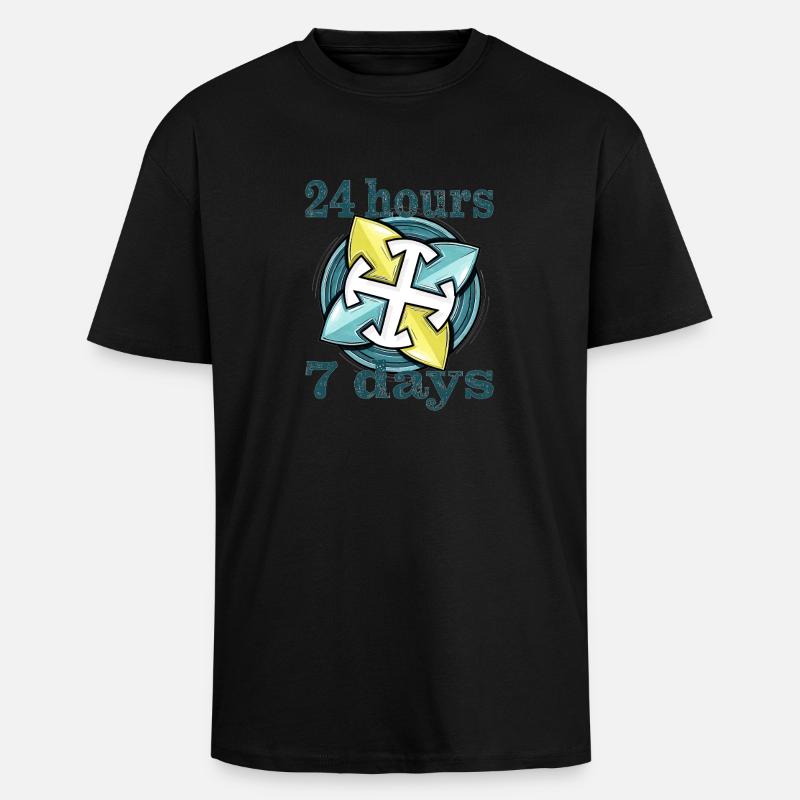 24 hours 7 days - Oversized Heavyweight Unisex T-Shirt - Schwarz