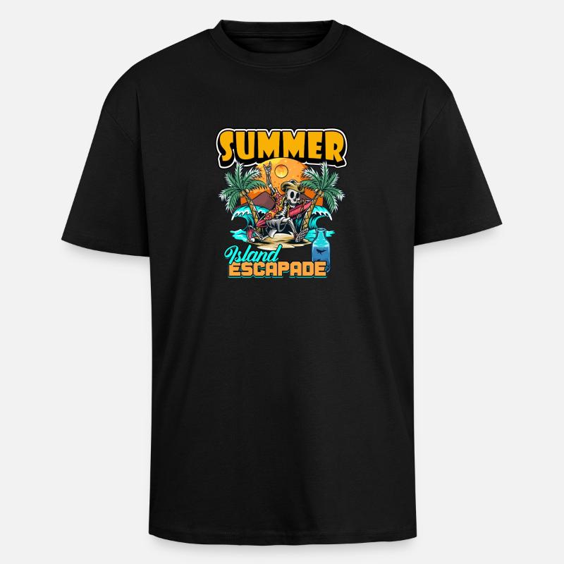Summer Island Escapade Design - Oversized Heavyweight Unisex T-Shirt - Schwarz