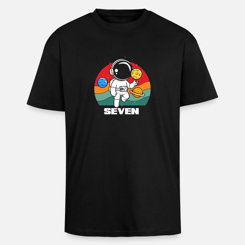 Astronaute Space Adventure Seven - T-shirt unisexe oversize épais - noir