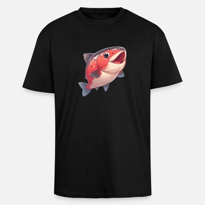 Lachse Lachs - Oversized Heavyweight Unisex T-Shirt - Schwarz