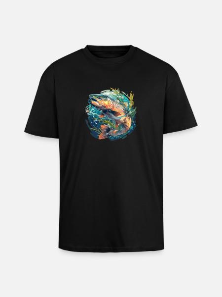 Salmon Salmon - Unisex Oversized Heavyweight T-shirt - black