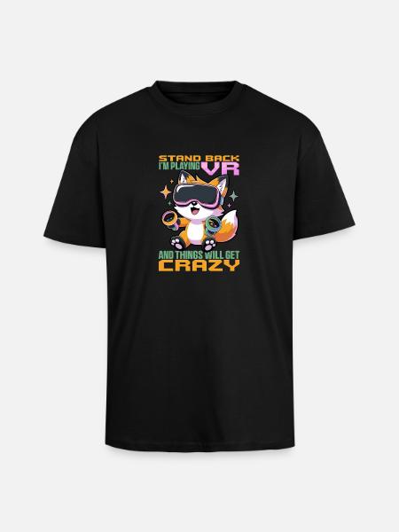 Gaming Fox VR Gamer - Unisex Oversized Heavyweight T-shirt - black