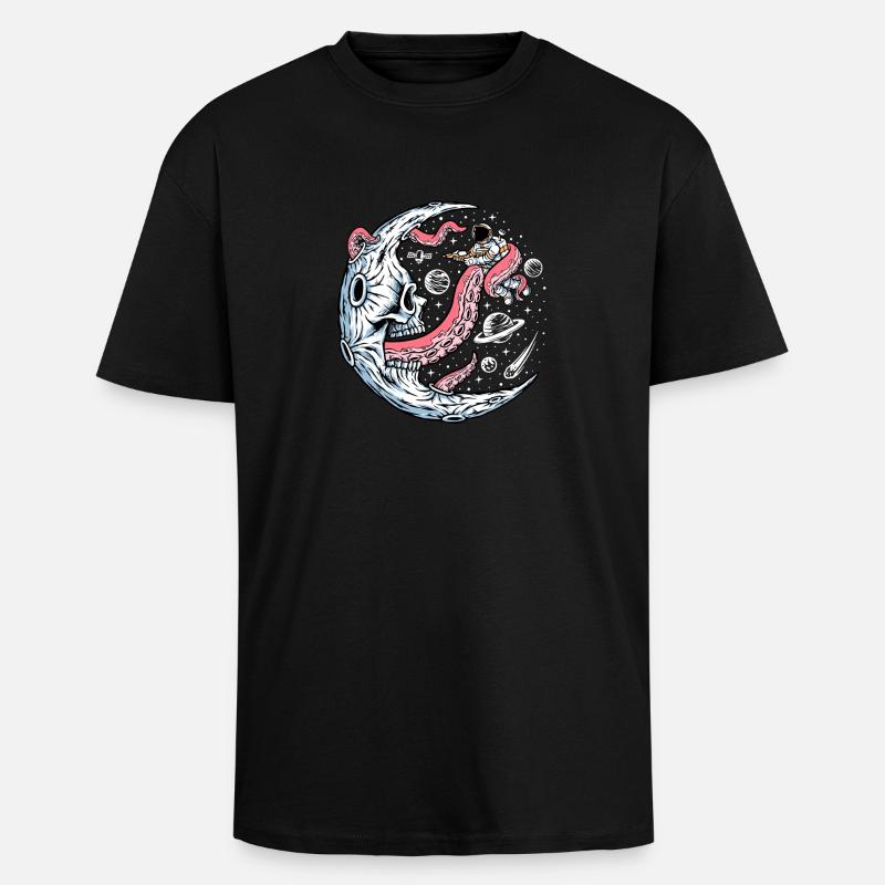 Space Battle with Alien Tentacles - Oversized Heavyweight Unisex T-Shirt - Schwarz