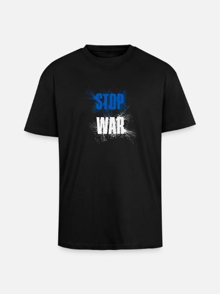 STOP OORLOG – GEEN OORLOG – VREDE – Nationale Kleuren Israël - Unisex oversized T-shirt van zware kwaliteit - zwart