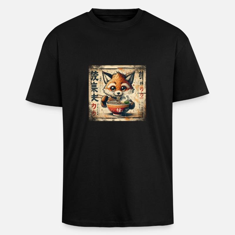 Fuchs Ramen - Oversized Heavyweight Unisex T-Shirt - Schwarz