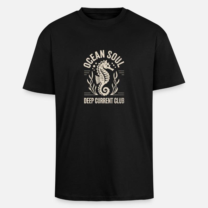 Conception d’hippocampe Ocean Soul - T-shirt unisexe oversize épais - noir