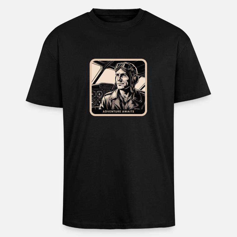 PILOTE, L’AVENTURE VOUS ATTEND - T-shirt unisexe oversize épais - noir