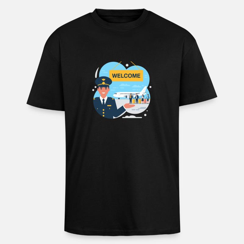 EINWANDERUNG, WILLKOMMEN - Oversized Heavyweight Unisex T-Shirt - Schwarz