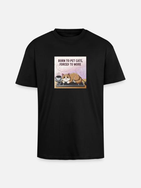 Cat Lover Worker - Unisex Oversized Heavyweight T-shirt - black