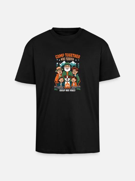 Camp Together Hike Camping - Unisex Oversized Heavyweight T-shirt - black