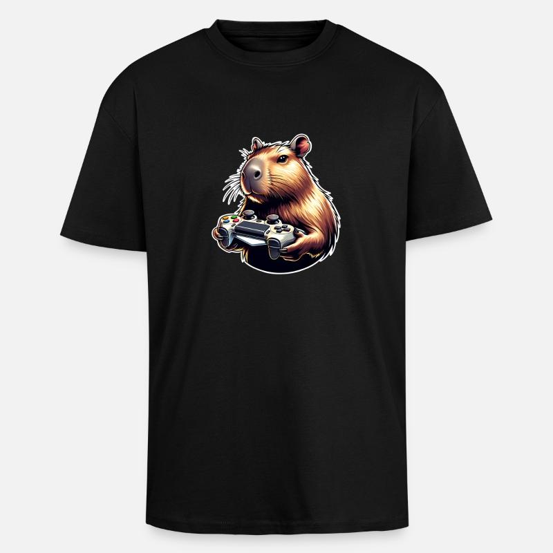 Capybara Gaming - Unisex Oversized Heavyweight T-shirt - black