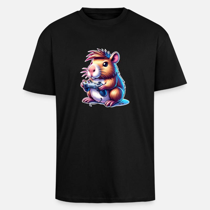 Capybara Gaming - Oversized Heavyweight Unisex T-Shirt - Schwarz