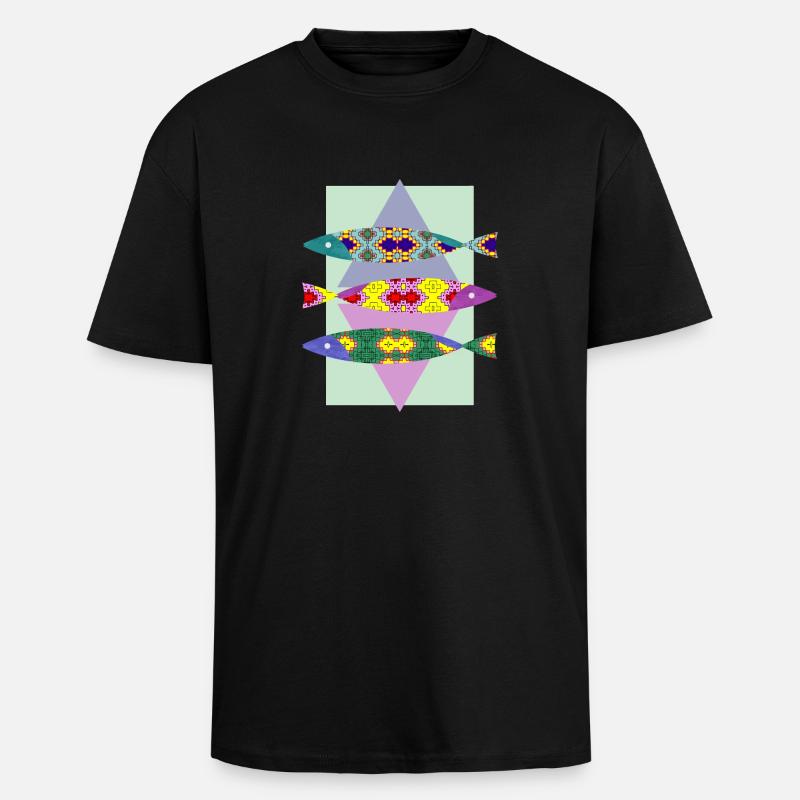 Fisch - Oversized Heavyweight Unisex T-Shirt - Schwarz