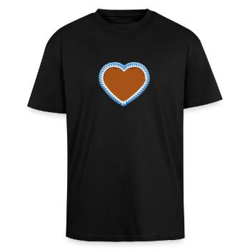 lebkuchenherz - Oversized Heavyweight Unisex T-Shirt - Schwarz - Vorne - Alina (178cm) & Michal (187cm)