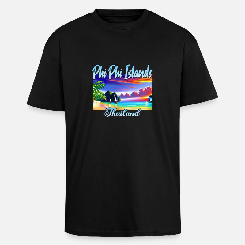 Îles Phi Phi - T-shirt unisexe oversize épais - noir