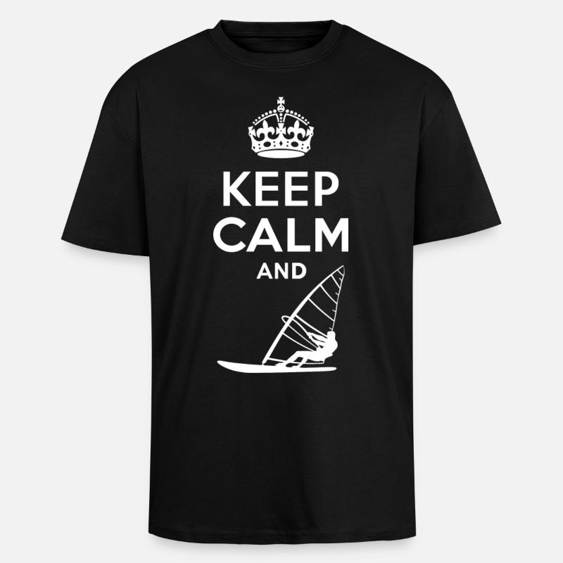 Keep Calm - Windsurfen - Unisex Oversized Heavyweight T-shirt - black