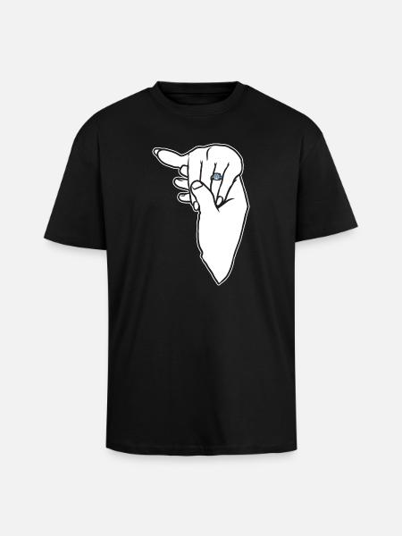 Engagement Wedding Ring Hand - Unisex Oversized Heavyweight T-shirt - black